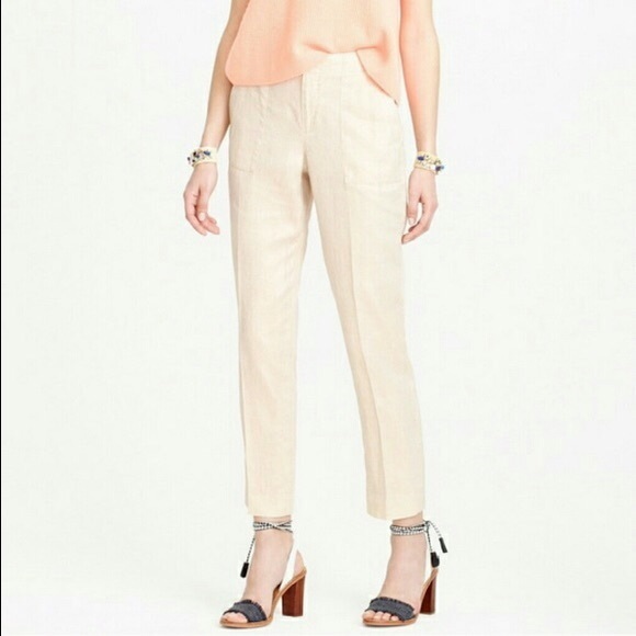 J. Crew Pants - J.Crew pale metallic gold linen pants